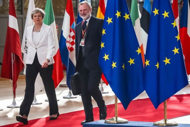 Theresa May arrives on the second day of a summit of European Union (EU) leaders. Picture: Aurore Belot/AFP/Getty Images