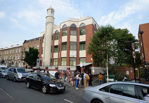 Media gather outside Finsbury Park Mosque in north London, after a van was driven into pedestrians near the north London mosque, leaving one man dead and eight injured. Picture: John Stillwell/PA Wire