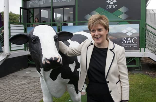 Nicola Sturgeon visits the Scotlands Rural College contingent at the Royal Highland Show yesterday. Picture: Alistair Linford