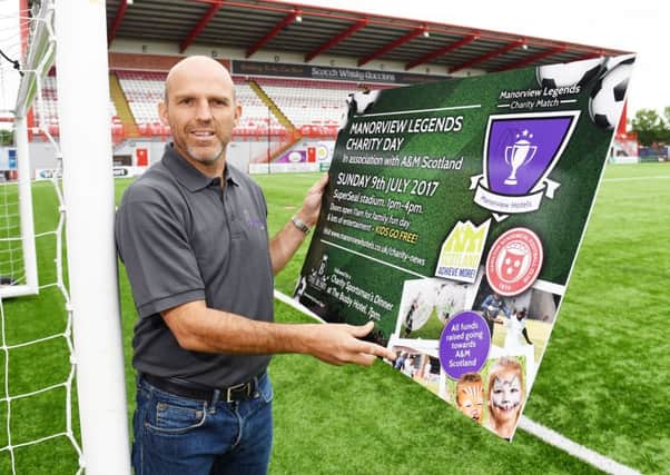 Alex Rae launches the Manorview Legends charity football match being played at Hamilton's SuperSeal Stadium next month. Picture: SNS