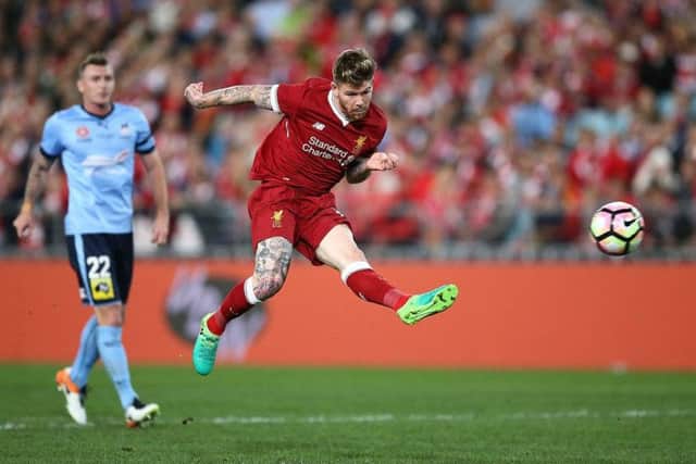 Alberto Moreno finds the net in a friendly match between Liverpool and Sydney FC. Picture: Getty Images