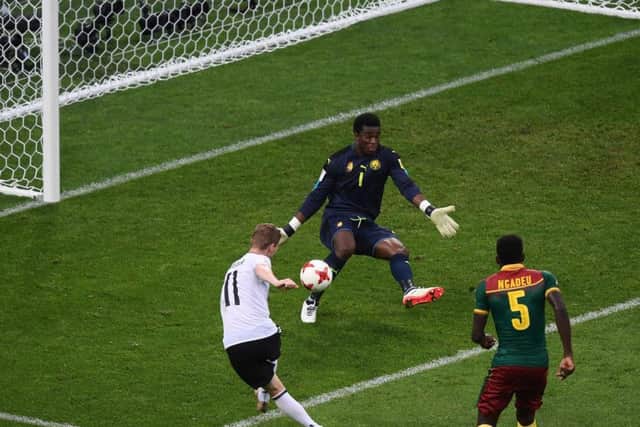 Timo Werner scores Germanys third goal in their 3-1 victory over Cameroon in the Confederations Cup. Picture: Getty.