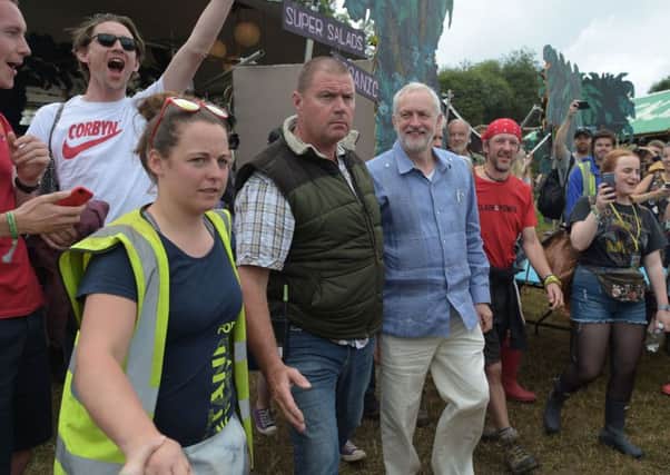 Labour leader Jeremy Corbyn in the Greenpeace area at Glastonbury Festival. Picture: Ben Birchall/PA Wire