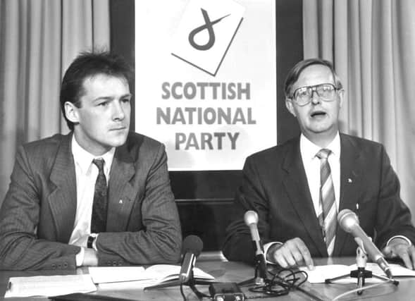 National Secretary John Swinney (left) and SNP Chairman Gordon Wilson, 2 September 1987 when they launched the SNP conference agenda. Picture: TSPL