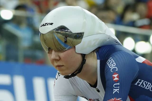 Katie Archibald  took the first-ever global womens gold medal in the Madison with Manon Lloyd. Picture: Getty.