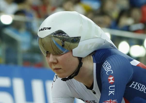 Katie Archibald  took the first-ever global womens gold medal in the Madison with Manon Lloyd. Picture: Getty.