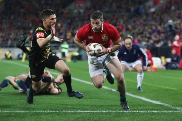 Tommy Seymour scores the Lions' third try. Picture: Getty