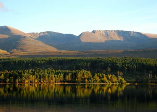 The Cairngorms as seen from the north shore of Loch Morlich