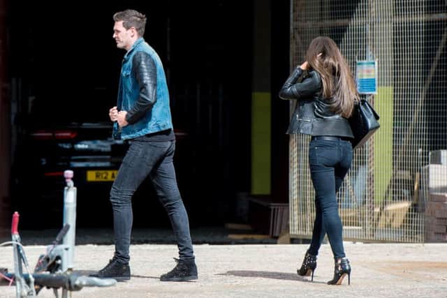 Kyle Lafferty at Tynecastle last week prior to holding talks with Hearts. Picture: SNS