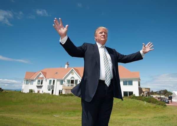 Donald Trump unveils the multi-million pound refurbishment of the Trump Turnberry clubhouse in 2015. PIC: John Devlin/TSPL.