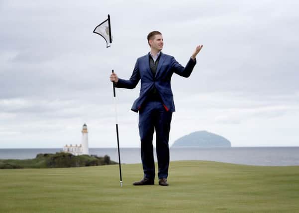Eric Trump, son of US President Donald Trump, during the opening of the new golf course at Trump Turnberry in Ayrshire. Picture: Jane Barlow/PA Wire