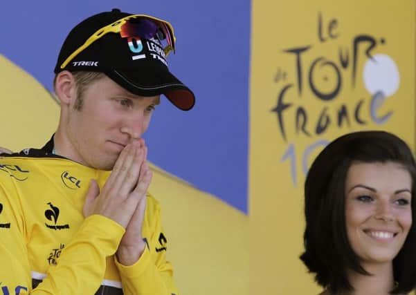 Jan Bakelants of Belgium was accused of making derogatory remarks about the Tour de France podium hostesses. Picture: Christophe Ena/AP