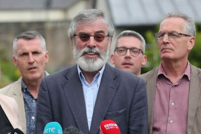 Sinn Feins Gerry Adams at Stormont Castle in Belfast. Picture Niall Carson/PA Wire
