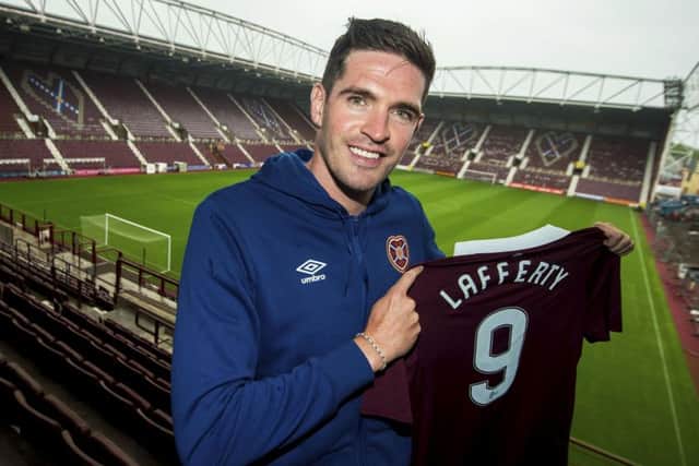 Hearts unveil their new signing Kyle Lafferty. Picture: Bill Murray/SNS