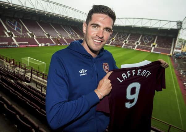 Hearts unveil their new signing Kyle Lafferty. Picture: Bill Murray/SNS