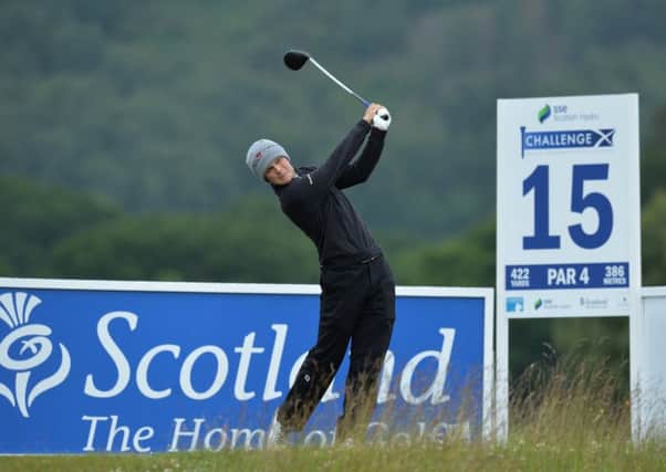 Jack McDonald plays his tee shot to the 15th hole during the second day of the 2017 SSE Scottish Hydro Challenge in Aviemore. Picture: Mark Runnacles/Getty Images