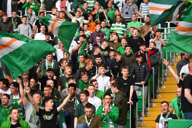 Celtic fans in the the safe standing area. Picture: SNS