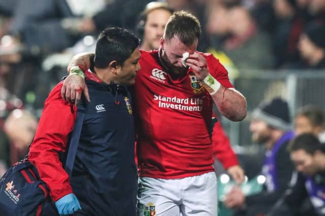 Stuart Hogg was injured playing for the Lions against Crusaders. Picture: Billy Stickland/INPHO/REX/Shutterstock