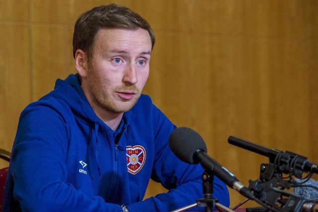 Hearts manager Ian Cathro speaks to the press. Picture: Bill Murray/SNS
