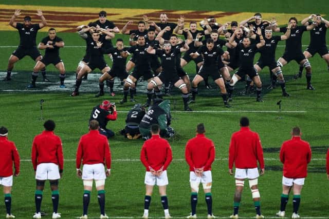 Kieran Read of New Zealand leads the haka ahead of the International Test match between the All Blacks and the British & Irish Lions. Picture: Hagen Hopkins/Getty Images