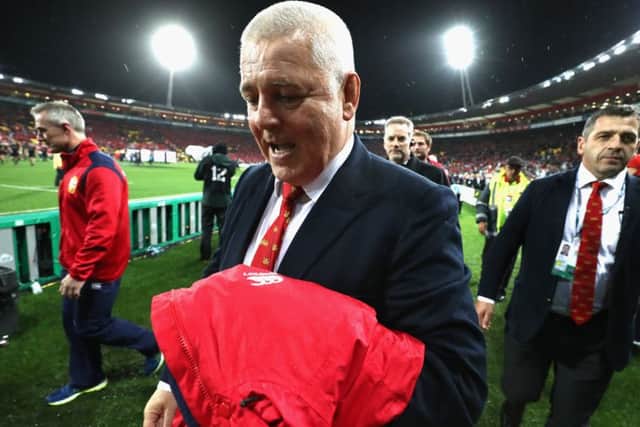 Warren Gatland celebrates after his team's victory against New Zealand. Picture: David Rogers/Getty Images