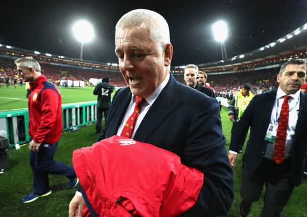 Warren Gatland celebrates after his team's victory against New Zealand. Picture: David Rogers/Getty Images