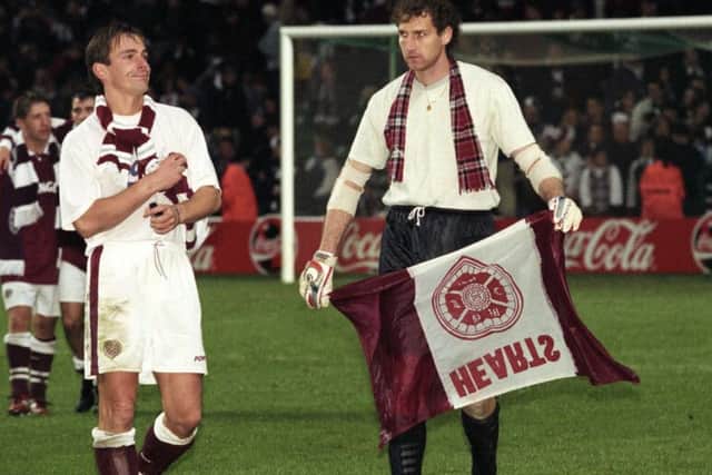 Stephane Paille, left, and Gilles Rousset during their time at Hearts. Picture: SNS