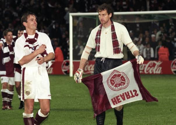 Stephane Paille, left, and Gilles Rousset during their time at Hearts. Picture: SNS