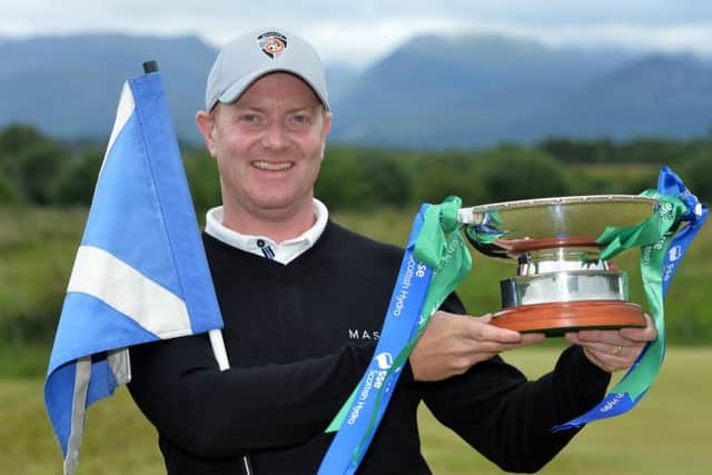Richard McEvoy of England poses with the trophy after winning the 2017 SSE Scottish Hydro Challenge hosted by MacDonald Hotels and Resorts at Spey Valley Golf Course. Picture: Mark Runnacles/Getty Images