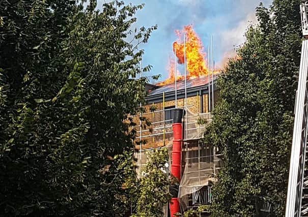 This picture, posted by the London Fire Brigade, shows the building on fire. Picture: London Fire Brigade/Twitter
