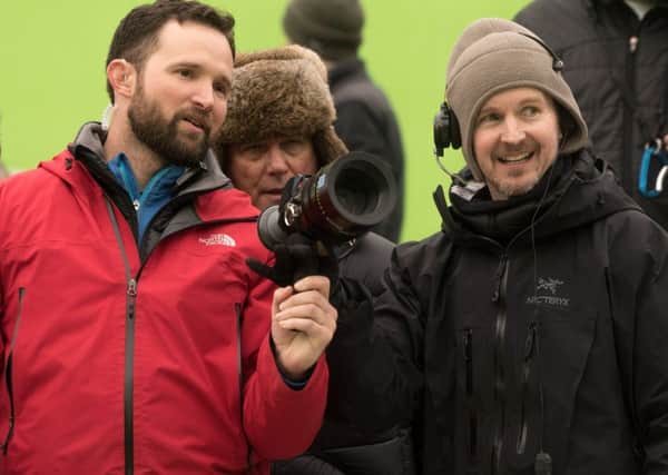 Visual Effects Supervisor Dan Lemmon, left, and Director Matt Reeves on the set of Twentieth Century Fox's War for the Planet of the Apes.