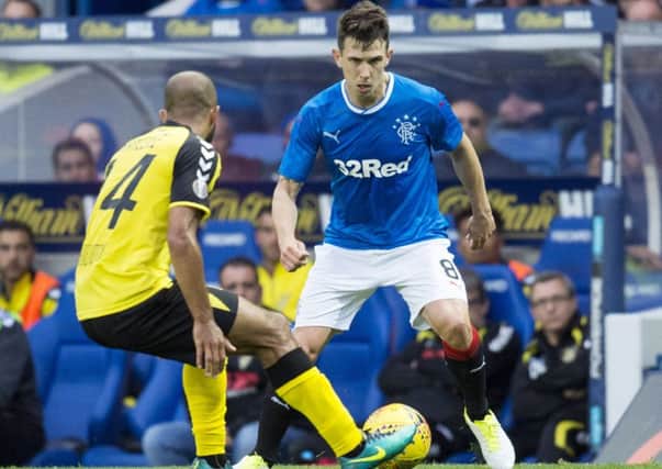 Ryan Jack made his first appearance for Rangers in last weeks first leg against Progres Niederkorn. Picture: SNS.