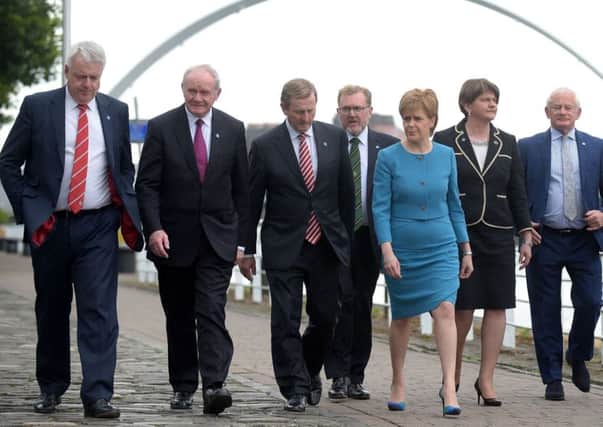 Devolved leaders including Welsh First Minister Carwyn Jones, left, and Nicola Sturgeon were among the politicians meeting for talks at the British-Irish Council Summit in Glasgow last year. Picture: Jane Barlow/PA Wire