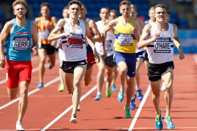 Chris O'Hare wins the 1,500m final in Birmingham, followed by compatriots Josh Kerr, Jake Wightman and Neil Gourley. Picture: Martin Rickett/PA
