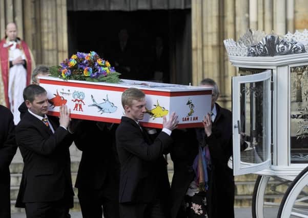 The coffin of seven-year-old Katie Rough leaving York Minster following a funeral service. Picture: John Giles/PA Wire