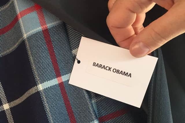 Obama Family tartan, designed by Brain Halley of Slanj Kilts.