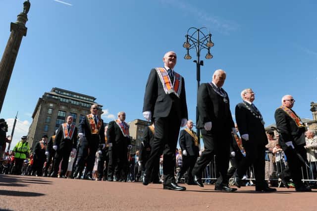 Glasgow City Council has said it may review future Orange marches in the city. Picture: Ian Rutherford/TSPL