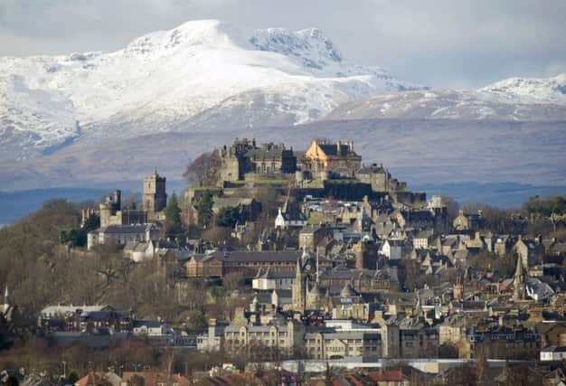 View of Stirling and the castle with snow cover hills in distance. Picture: Ian Rutherford