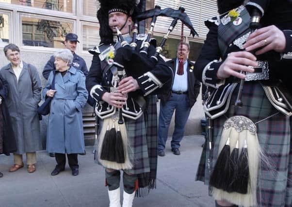 Kilts are worn with pride on the streets of New York during Tartan Day. Picture: Donald MacLeod