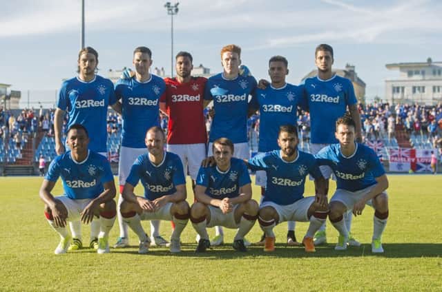 Rangers' starting XI before the match. Picture: SNS