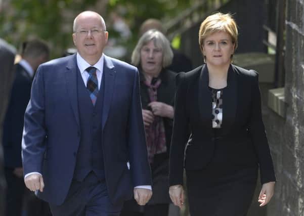 Scottish First Minister Nicola Sturgeon attends the funeral of former SNP leader Gordon Wilson.
