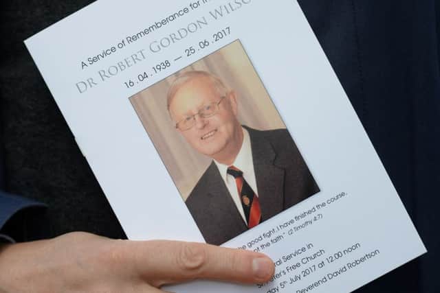 The funeral of former SNP leader Gordon Wilsonwas held at St Peter's Free Church, Dundee.