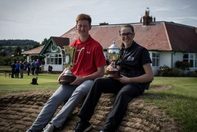 Greg Dalziel and Hannah Darling, winners of the Scottish Boys and Girls Amateur Championship titles. Picture: Scottish Golf