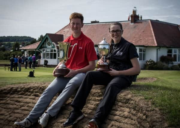 Greg Dalziel and Hannah Darling, winners of the Scottish Boys and Girls Amateur Championship titles. Picture: Scottish Golf