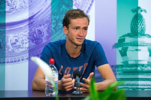 Daniil Medvedev gives a press conference. Picture: PA