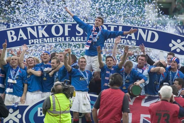 Rangers celebrate winning the Bank of Scotland Premier League in 2005. Picture: SNS