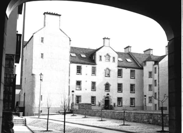 An overview of Chessels Court in the Canongate, Edinburgh May 1966.