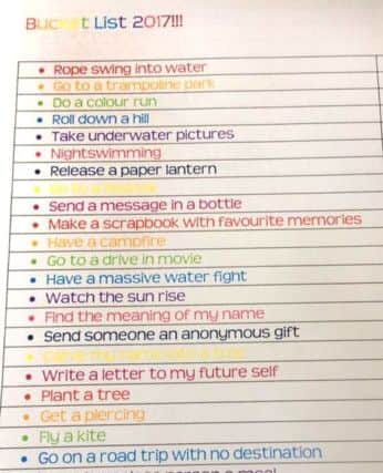 Part of a bucket list found on the computer of teenager Asten Jones. Picture: PA