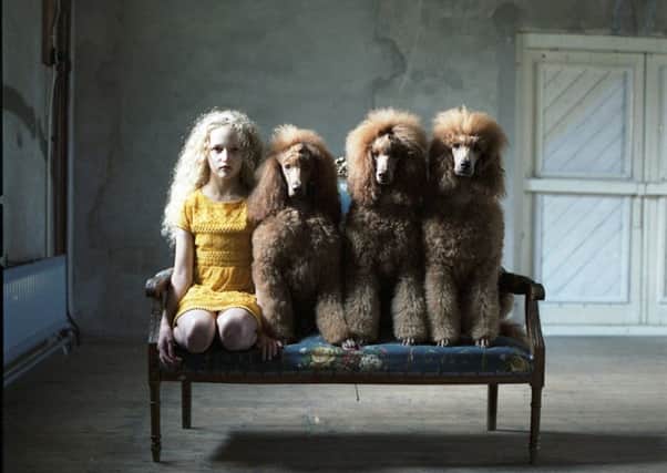 Dutch photographer Hellen Van Meene has a wonderfully comic series of portraits of young people with dogs; and children wearing  expressions far beyond their years