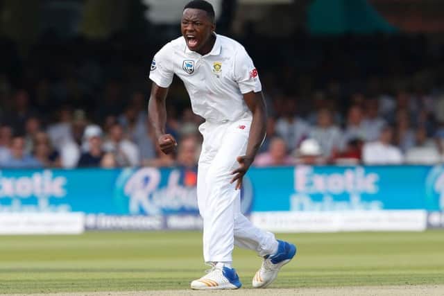 South Africa's Kagiso Rabada celebrates taking the wicket of England's Ben Stokes. Picture: Ian Kington/AFP/Getty Images